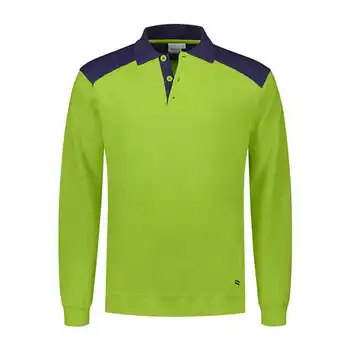 Santino Tesla Polosweater lime/marineblauw - Borduren by Kirsty